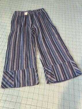 FREE PEOPLE 100% Cotton Flared Striped Pants.